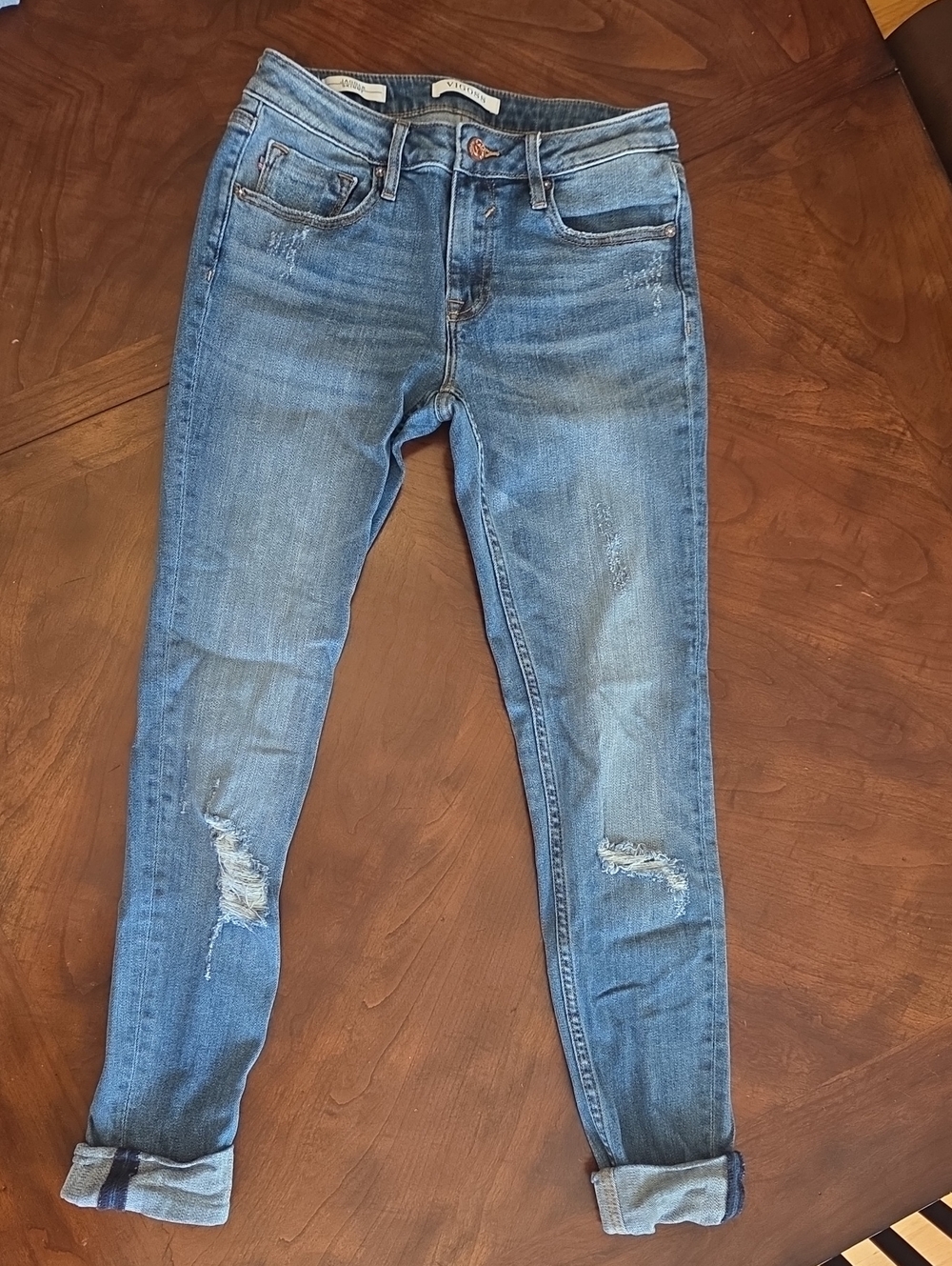 Vigoss Medium Blue Distressed Skinny Jeans